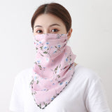 Women Chiffon Mask Scarf Face Mascarillas Wraps Floral Print Lady Silk Neck Scarves Foulard Bandana Reusable Masks Sun Protect