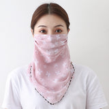 Women Chiffon Mask Scarf Face Mascarillas Wraps Floral Print Lady Silk Neck Scarves Foulard Bandana Reusable Masks Sun Protect