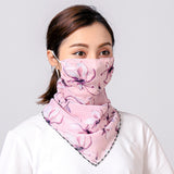 Women Chiffon Mask Scarf Face Mascarillas Wraps Floral Print Lady Silk Neck Scarves Foulard Bandana Reusable Masks Sun Protect