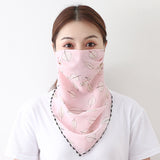 Women Chiffon Mask Scarf Face Mascarillas Wraps Floral Print Lady Silk Neck Scarves Foulard Bandana Reusable Masks Sun Protect