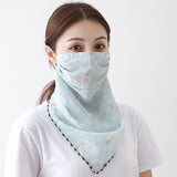 Women Chiffon Mask Scarf Face Mascarillas Wraps Floral Print Lady Silk Neck Scarves Foulard Bandana Reusable Masks Sun Protect