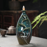 With 10Cones Free Gift Backflow Incense Burner Ceramic Aromatherapy Furnace Aromatic Home Office Incense Crafts Incense Holder