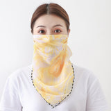 Women Chiffon Mask Scarf Face Mascarillas Wraps Floral Print Lady Silk Neck Scarves Foulard Bandana Reusable Masks Sun Protect