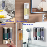 Liquid Soap Dispenser Wall Mount 300ml Bathroom Accessories Plastic Detergent Shampoo Dispensers Double Hand Kitchen Soap Bottle