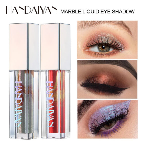 HANDAIYAN Marble Liquid Glitter Eye Shadow Diamond Shimmer Eyeshadow Waterproof Long Lasting Chameleon Pearlescent Eyeshadow