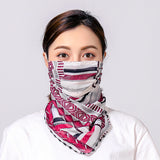 Women Chiffon Mask Scarf Face Mascarillas Wraps Floral Print Lady Silk Neck Scarves Foulard Bandana Reusable Masks Sun Protect