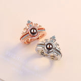 ANENJERY Crown Couple Rings Set 925 Sterling Silver Projection Rings For Women Gift S-R478