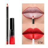 Pudaier 29 Color Matte Velvet Lip Gloss Lip Liner Suit Half Dumb Light Moisturizing Lip Glaze + Lip Line Pen 2PCS/SET Lipstick