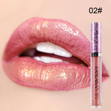 HANDAIYAN 6 Color Diamond Lip Gloss Metal Liquid Lipstick Waterproof Metallic Lip Gloss Long-lasting Shimmer Glitter Lipgloss