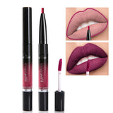 HANDAIYAN 2 IN 1 Double-end Lip Gloss 14 Color Matte Liquid Lipstick Lipliner Lip Makeup Cosmetics Waterproof Lip Tint Lip Tatoo