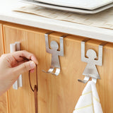 2Pcs Stainless Steel Lovers Shaped Hooks Up Cartoon Kitchen Holder Gadget Hanger Humanoid Door Hook Kitchen Storage Accessories