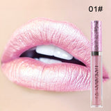 HANDAIYAN 6 Color Diamond Lip Gloss Metal Liquid Lipstick Waterproof Metallic Lip Gloss Long-lasting Shimmer Glitter Lipgloss