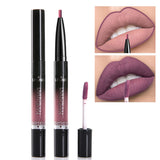 HANDAIYAN 2 IN 1 Double-end Lip Gloss 14 Color Matte Liquid Lipstick Lipliner Lip Makeup Cosmetics Waterproof Lip Tint Lip Tatoo