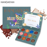 HANDAIYAN Female 12 Color Waterproof Glitter Eyeshadow Palette Matte Shimmer Glitter Pink Blue Pigment Eye Shadow Makeup Pallete