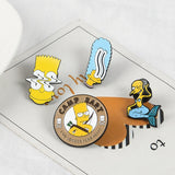 The Simpsons pins Donut Funny design Brooches Badges Humor Cartoon Enamel Backpack pins For Anime fans Gifts Jewelry wholesale