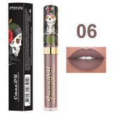 CmaaDu Lip Makeup 6 Color Matte Liquid Lipstick Skull Style Waterproof Long Lasting Sexy Glitter Lip Gloss Beauty Red Lip Tint