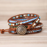 2019 Unique Punk Bracelets Women Wrap Bracelets Natural Stones 5 Layers Leather Cuff Bracelet Femme Bracelets Gifts dropshipping