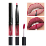 HANDAIYAN 2 IN 1 Double-end Lip Gloss 14 Color Matte Liquid Lipstick Lipliner Lip Makeup Cosmetics Waterproof Lip Tint Lip Tatoo