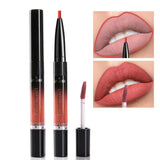 HANDAIYAN 2 IN 1 Double-end Lip Gloss 14 Color Matte Liquid Lipstick Lipliner Lip Makeup Cosmetics Waterproof Lip Tint Lip Tatoo