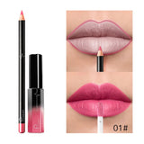 Pudaier 29 Color Matte Velvet Lip Gloss Lip Liner Suit Half Dumb Light Moisturizing Lip Glaze + Lip Line Pen 2PCS/SET Lipstick