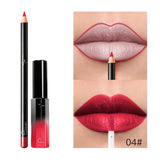 Pudaier 29 Color Matte Velvet Lip Gloss Lip Liner Suit Half Dumb Light Moisturizing Lip Glaze + Lip Line Pen 2PCS/SET Lipstick