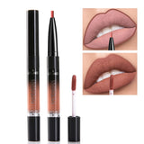 HANDAIYAN 2 IN 1 Double-end Lip Gloss 14 Color Matte Liquid Lipstick Lipliner Lip Makeup Cosmetics Waterproof Lip Tint Lip Tatoo