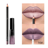 Pudaier 29 Color Matte Velvet Lip Gloss Lip Liner Suit Half Dumb Light Moisturizing Lip Glaze + Lip Line Pen 2PCS/SET Lipstick