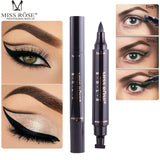 Miss Rose Black Liquid Stamp Eyeliner Double Head Waterproof Comestics Long-lasting Eye Liner Pencil Makeup Tools for Eyeshadow