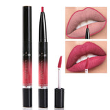 HANDAIYAN 2 IN 1 Double-end Lip Gloss 14 Color Matte Liquid Lipstick Lipliner Lip Makeup Cosmetics Waterproof Lip Tint Lip Tatoo