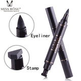 Miss Rose Black Liquid Stamp Eyeliner Double Head Waterproof Comestics Long-lasting Eye Liner Pencil Makeup Tools for Eyeshadow