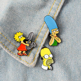 The Simpsons pins Donut Funny design Brooches Badges Humor Cartoon Enamel Backpack pins For Anime fans Gifts Jewelry wholesale