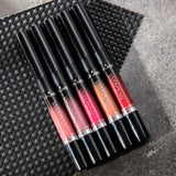 HANDAIYAN 2 IN 1 Double-end Lip Gloss 14 Color Matte Liquid Lipstick Lipliner Lip Makeup Cosmetics Waterproof Lip Tint Lip Tatoo