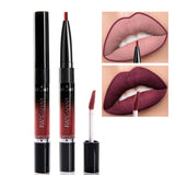 HANDAIYAN 2 IN 1 Double-end Lip Gloss 14 Color Matte Liquid Lipstick Lipliner Lip Makeup Cosmetics Waterproof Lip Tint Lip Tatoo