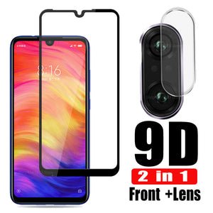 2-in-1 Redmi Note 7 Glass Camera Protector Redmi Note 9S 8 Pro 8T 8A Glass For Xiaomi Mi 9T 9 Pro SE 8 Lite A3 Protective Glass