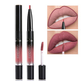 HANDAIYAN 2 IN 1 Double-end Lip Gloss 14 Color Matte Liquid Lipstick Lipliner Lip Makeup Cosmetics Waterproof Lip Tint Lip Tatoo