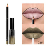 Pudaier 29 Color Matte Velvet Lip Gloss Lip Liner Suit Half Dumb Light Moisturizing Lip Glaze + Lip Line Pen 2PCS/SET Lipstick