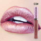 HANDAIYAN 6 Color Diamond Lip Gloss Metal Liquid Lipstick Waterproof Metallic Lip Gloss Long-lasting Shimmer Glitter Lipgloss