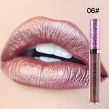 HANDAIYAN 6 Color Diamond Lip Gloss Metal Liquid Lipstick Waterproof Metallic Lip Gloss Long-lasting Shimmer Glitter Lipgloss