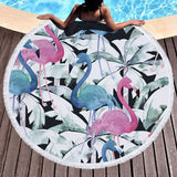 Beach Towel With Tassel Floral Flamingo Gift Bath Shower Towel For Adults 500g Microfiber 150cm Picnic Yoga Mat Blanket Carpet