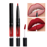 HANDAIYAN 2 IN 1 Double-end Lip Gloss 14 Color Matte Liquid Lipstick Lipliner Lip Makeup Cosmetics Waterproof Lip Tint Lip Tatoo