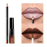 Pudaier 29 Color Matte Velvet Lip Gloss Lip Liner Suit Half Dumb Light Moisturizing Lip Glaze + Lip Line Pen 2PCS/SET Lipstick