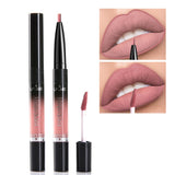 HANDAIYAN 2 IN 1 Double-end Lip Gloss 14 Color Matte Liquid Lipstick Lipliner Lip Makeup Cosmetics Waterproof Lip Tint Lip Tatoo