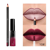 Pudaier 29 Color Matte Velvet Lip Gloss Lip Liner Suit Half Dumb Light Moisturizing Lip Glaze + Lip Line Pen 2PCS/SET Lipstick