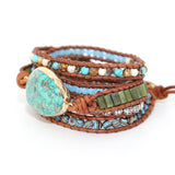 2019 Unique Punk Bracelets Women Wrap Bracelets Natural Stones 5 Layers Leather Cuff Bracelet Femme Bracelets Gifts dropshipping