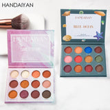 HANDAIYAN Female 12 Color Waterproof Glitter Eyeshadow Palette Matte Shimmer Glitter Pink Blue Pigment Eye Shadow Makeup Pallete