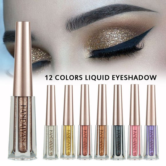 HANDAIYAN 12 Colors Liquid Eyeshadow Waterproof Long Lasting Shimmer Shine metallic Eye Shadow Liner Party Eye Cosmetic