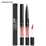 HANDAIYAN 2 IN 1 Double-end Lip Gloss 14 Color Matte Liquid Lipstick Lipliner Lip Makeup Cosmetics Waterproof Lip Tint Lip Tatoo