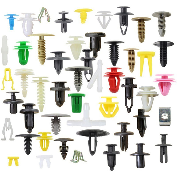 50/100/200PCS Mixed Auto Fastener Vehicle Car Bumper Clips Retainer Fastener Rivet Door Panel Fender Liner Universal Fit for Car