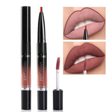 HANDAIYAN 2 IN 1 Double-end Lip Gloss 14 Color Matte Liquid Lipstick Lipliner Lip Makeup Cosmetics Waterproof Lip Tint Lip Tatoo