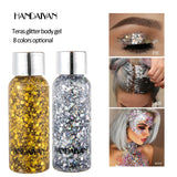 HANDAIYAN Body Glitter Gel Nail Hair Face Glitter Art Flash Heart Gold Silver Laser Sequins Face Gems Festival Glitter Tattoo